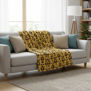 Polaire Abstraite couverture fleurie jaune géométrique