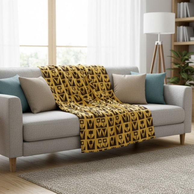 Polaire Abstraite couverture fleurie jaune géométrique (Créateur téléchargé)