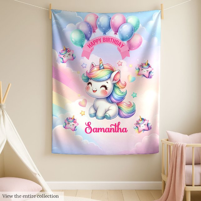 Polaire Adorable couverture Unicorn rose pourpre 1er anniv (Adorable Unicorn Blanket Pink Purple 1st Birthday)