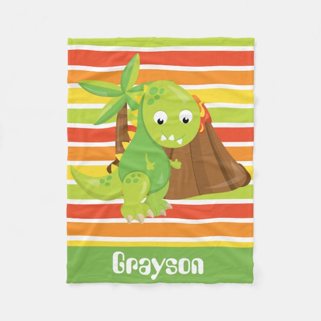 Polaire Ajouter le nom Dinosaur bébé garçon couverture (Devant)