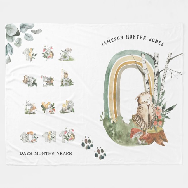 Polaire Animaux de la forêt | Couverture de naissance pour (Devant (Horizontal))