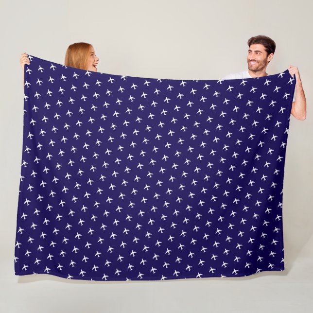 Polaire Avions blancs sur couverture bleu foncé pour un pi (En situation)