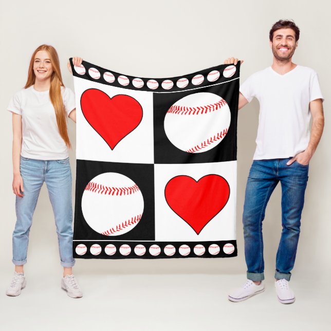 Polaire Balles de baseball & Coeurs Belle couverture en po (En situation)
