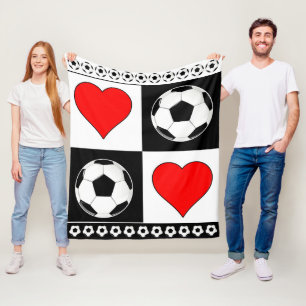 Polaire Ballons de football & Coeurs jolie couverture en p