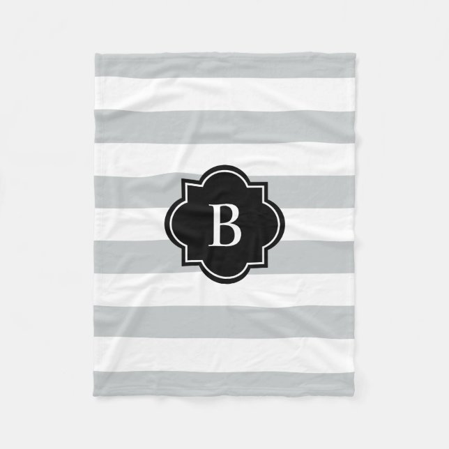 Polaire Bande de monogramme noir et gris | Couverture pola (Devant)