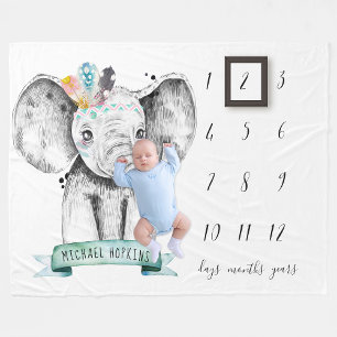 Polaire Bébé - Couverture de jalon   Petit éléphant