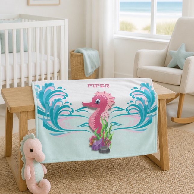 Polaire Bébé hippocampe | Couverture en molleton personnal (Créateur téléchargé)
