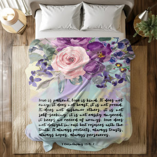 Polaire Bible verse floral Corinthians fleece couverture