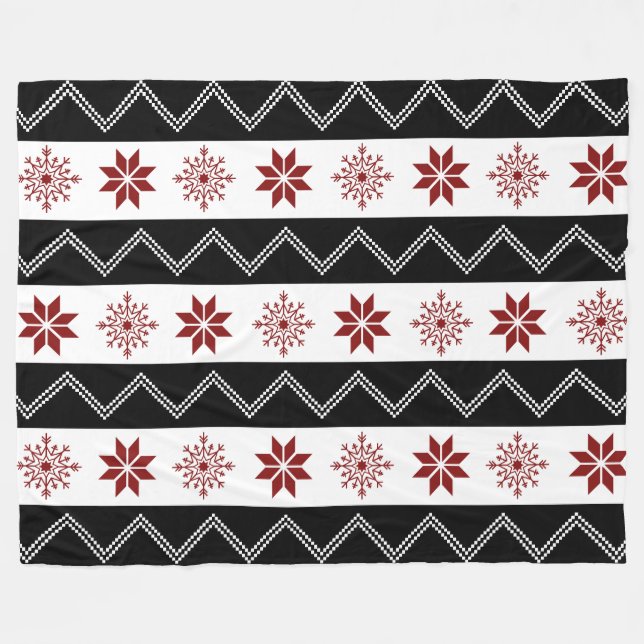 Polaire Blanc rouge chic d'hiver + Couverture noire de (Devant (Horizontal))