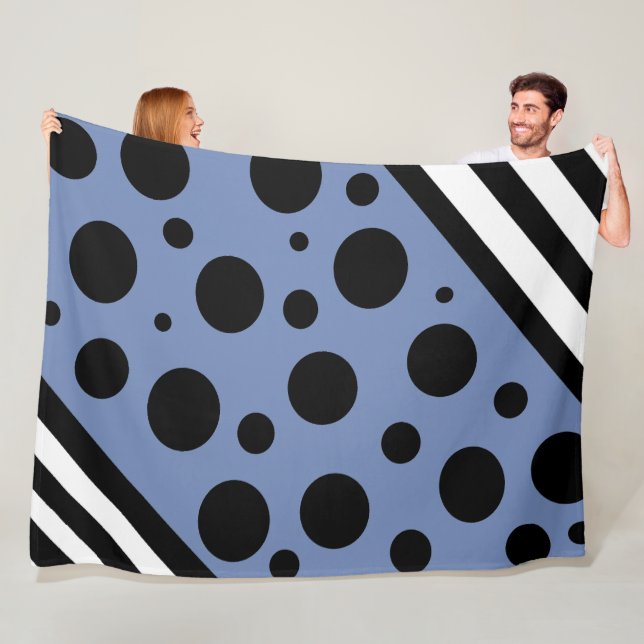 Polaire Bleu foncé et noir Pois et couverture en rayures (En situation)