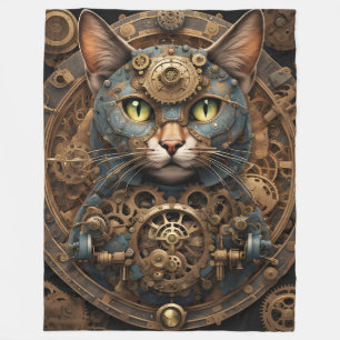 Polaire bleu steampunk cat AI art couverture