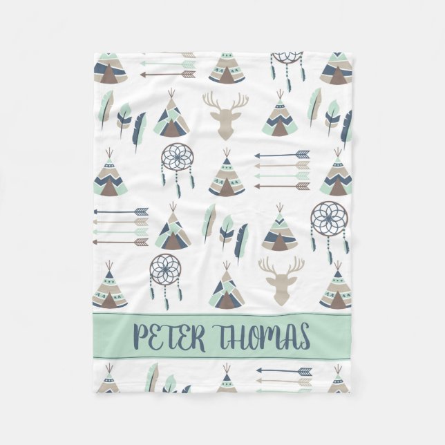 Polaire Boho aquarelle customisée couverture (Devant)