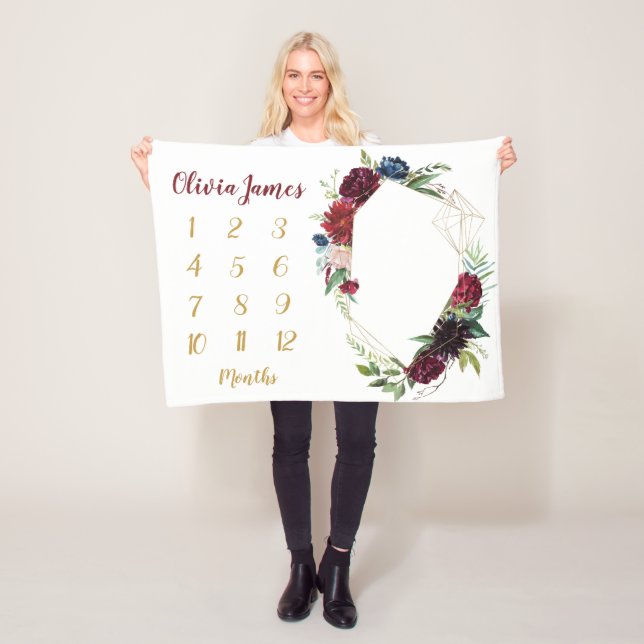 Polaire Boho Baby Girl Milestone mensuelle couverture bébé (En situation)