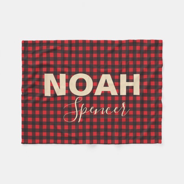 Polaire Buffalo plaid couverture personnalisée (Devant (Horizontal))