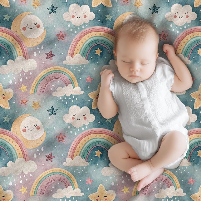 Polaire Cadeau de couverture arc-en-ciel et nuages pour no (Rainbow & Clouds Blanket Gift for Newborn Joy)