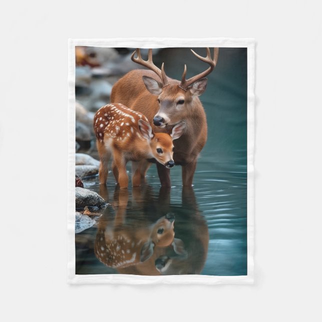 Polaire Cerf et Faon au bord de l'Eau Couverture (Devant)