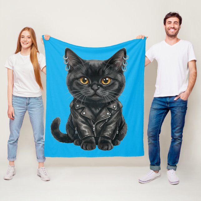 Polaire Chat de rap urbain en veste de cuir couverture en  (En situation)