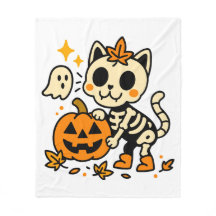 Chat squelette mignon avec couverture en fleece de