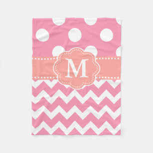 Polaire Chevron orange rose pointille la couverture de