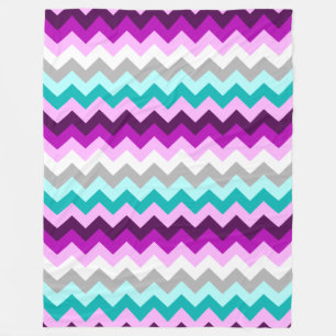 Polaire Chevrons Turquoises violets Grosse couverture en p