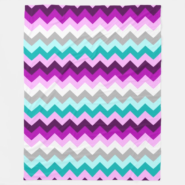 Polaire Chevrons Turquoises violets Grosse couverture en p (Devant)