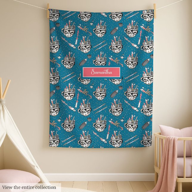 Polaire Chic retour à l'école couverture cadeau avec nom p (Chic back to school gift blanket with custom name)