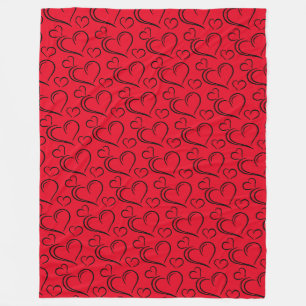 Polaire Coeur rouge et noir large couverture sherpa