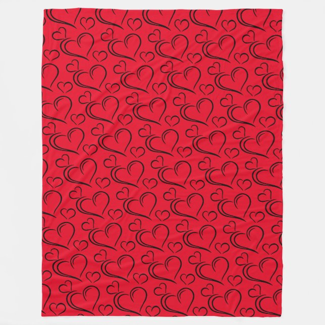 Polaire Coeur rouge et noir large couverture sherpa (Devant)