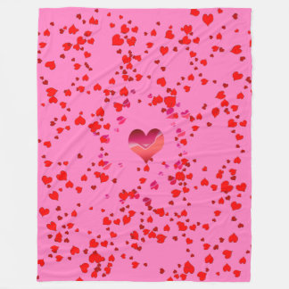 Polaire "Coeurs" couverture faite sur commande d'ouatine,