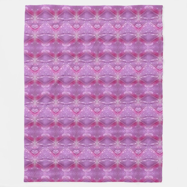 Polaire Coeurs Rose Et Mauve Couverture En Toison (Devant)