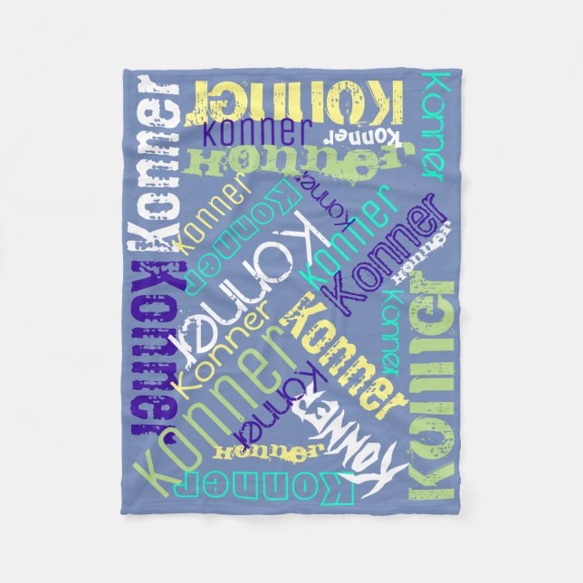 Polaire Collage de nom de couverture bleue personnalisé (Devant)