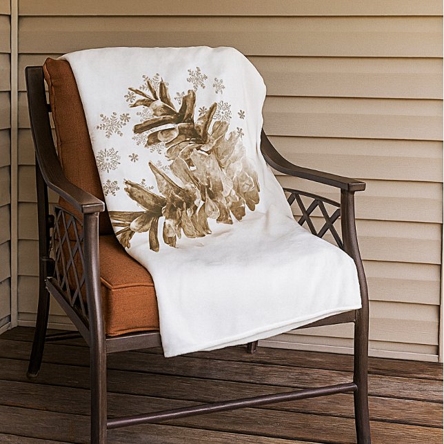 Polaire Cônes de pin rustiques dans la couverture en laine (Warm and cozy pinecone and snowflake fleece blanket.  )
