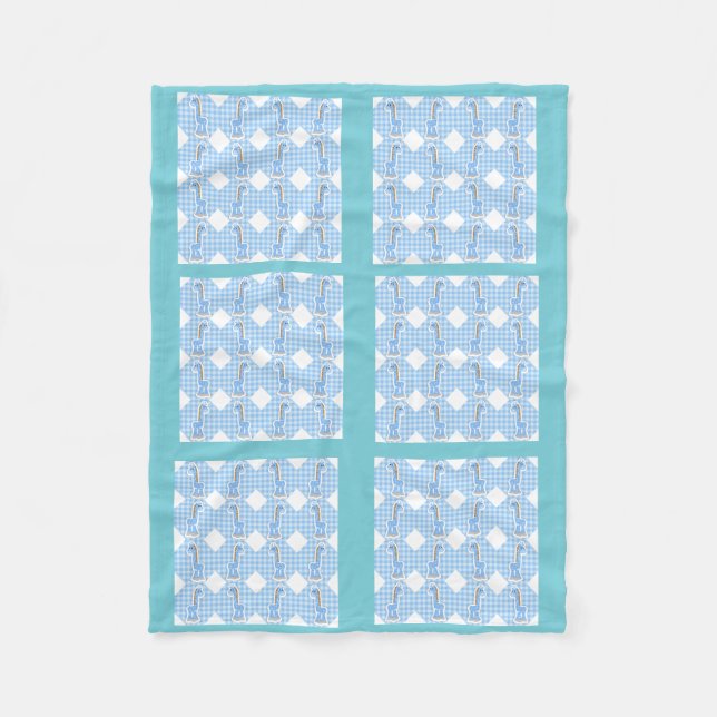 Polaire Couleur Bleue Quilt Giraffes Design Couverture en  (Devant)