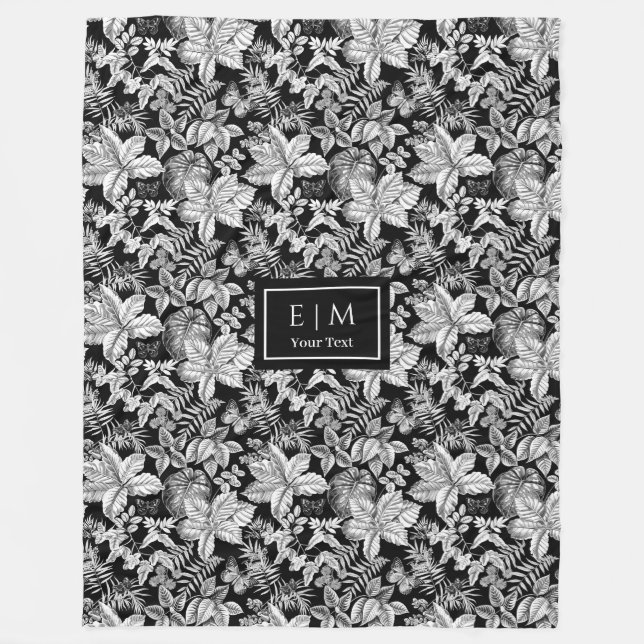 Polaire Couleurs grises couverture florale avec nom person (Devant)