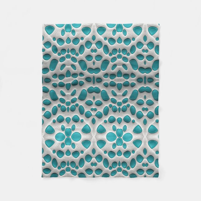 Polaire Couverture 3D Turquoise et Blanc (Devant)
