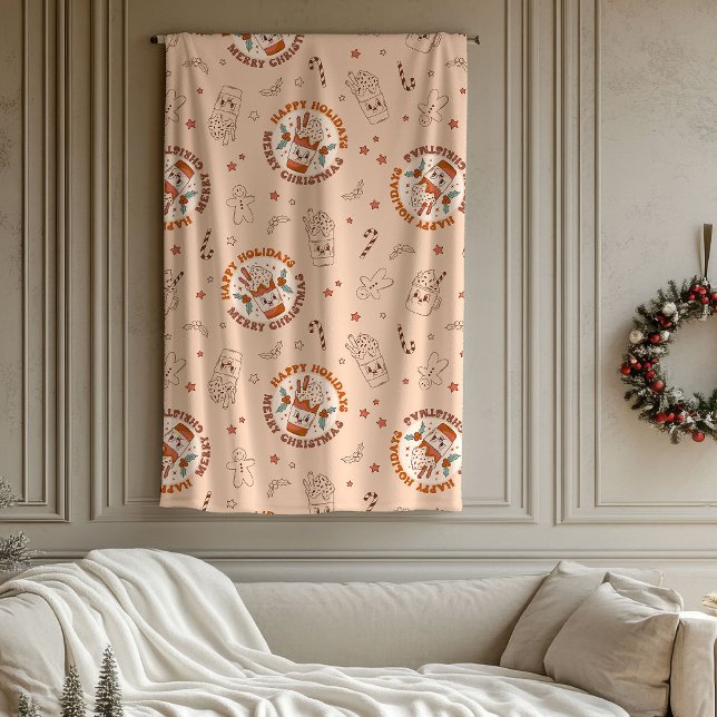Polaire Couverture à ambiance des années 70 Accent de Noël (70s Vibe Blanket Groovy Pastel Christmas Accent)