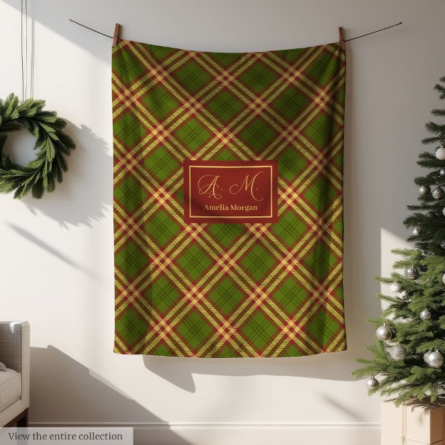 Polaire Couverture à carreaux de Thanksgiving moderne avec (Modern Thanksgiving Plaid Blanket Monogram Cozy)