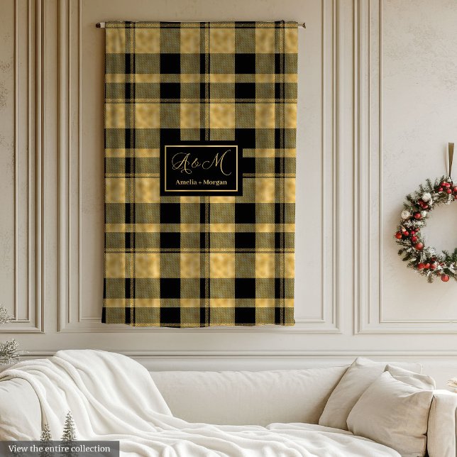 Polaire Couverture à monogramme élégant noir or cadeau d'a (Monogram Blanket Elegant Black Gold Birthday Gift)