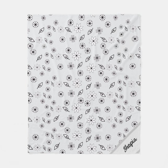 Polaire Couverture à motif floral gris clair (Devant)