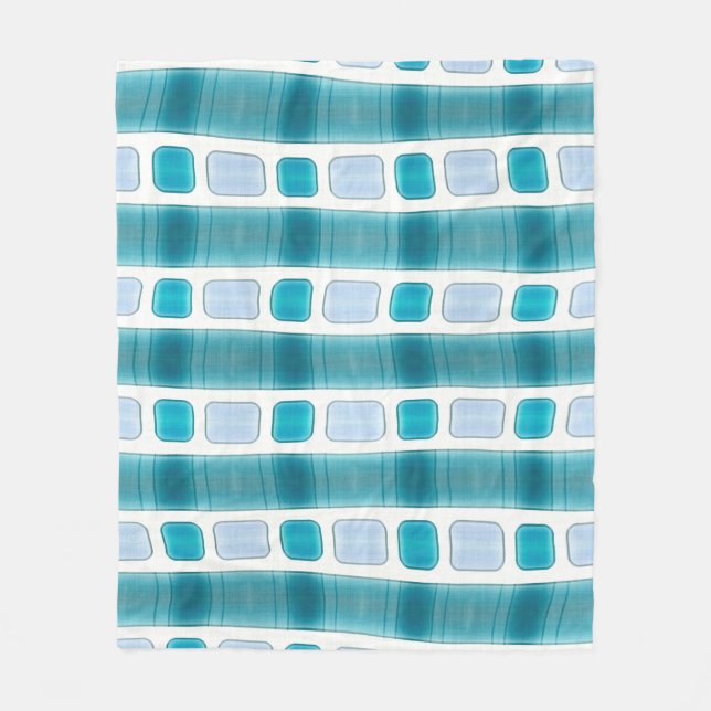 Polaire Couverture à motif rayé moderne bleu et aqua (Devant)
