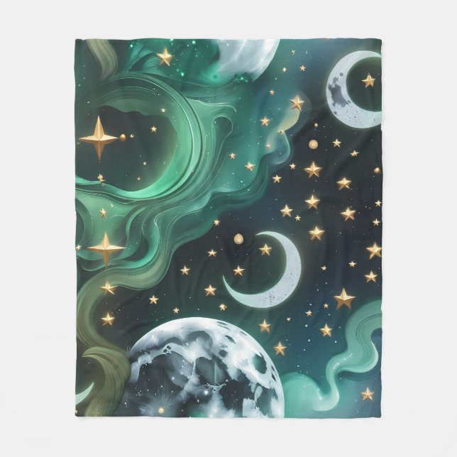 Polaire Couverture à motifs de lune émeraude de luxe – Jad (Devant)
