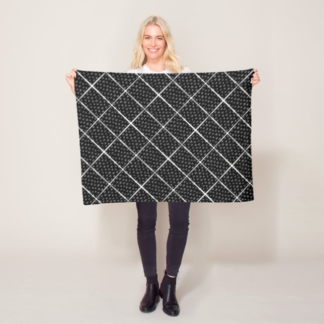 Polaire Couverture ADOM Black Grid Diamond (En situation)