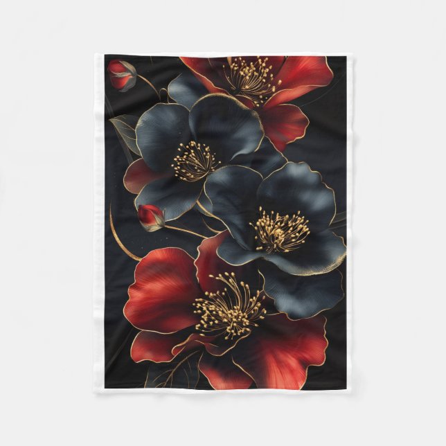 Polaire Couverture ADOM Dark Floral aux accents dorés (Devant)