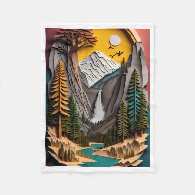 Polaire Couverture ADOM Papercut Mountain Valley (Devant)