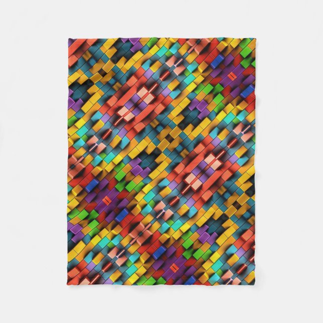 Polaire Couverture ADOM Vibrant Bloc Pixel 3D (Devant)
