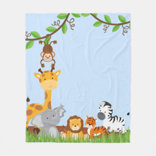 Polaire Couverture animale d'ouatine de bébé mignon bleu