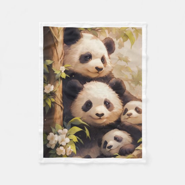 Polaire Couverture Arbres Famille Panda Mignon (Devant)