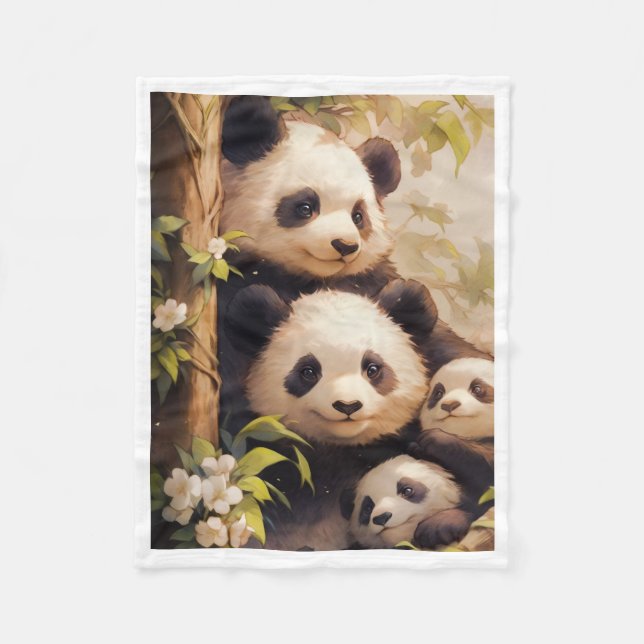 Polaire Couverture Arbres Famille Panda Mignonne (Devant)