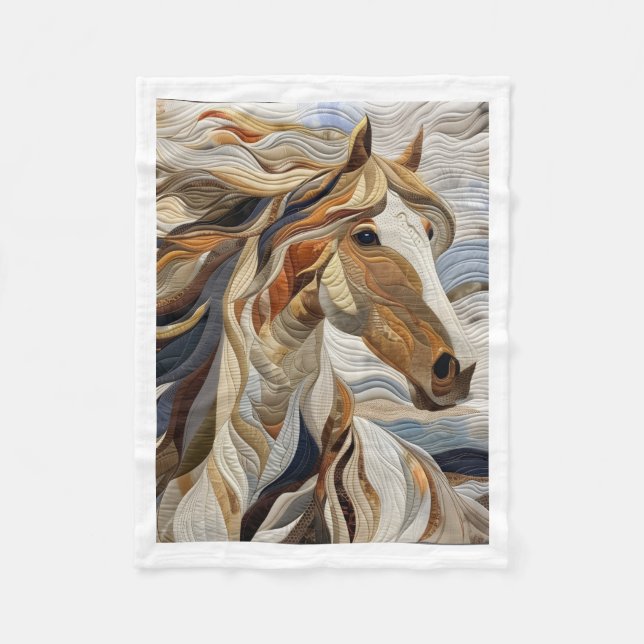 Polaire Couverture avec portrait de cheval matelassé (Devant)