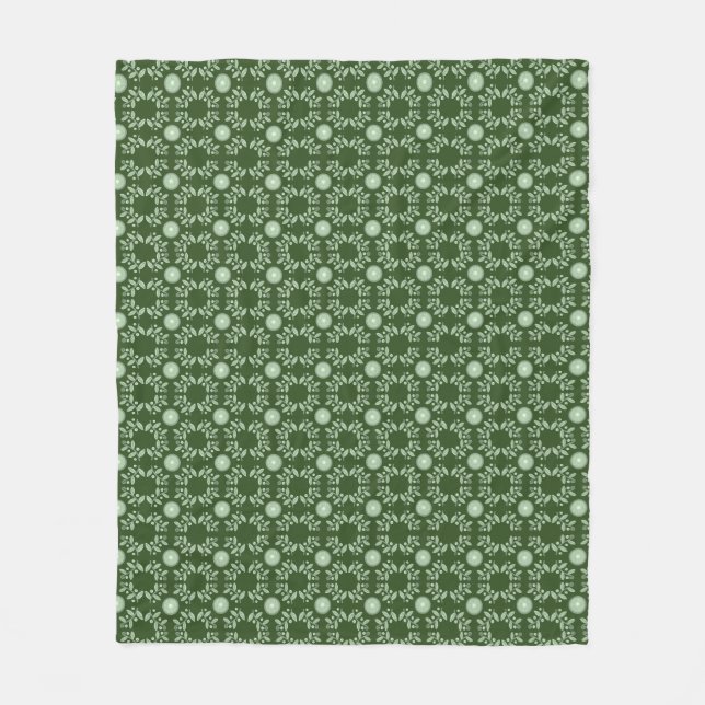 Polaire Couverture aztèque vert-foncé de motif de feuille (Devant)